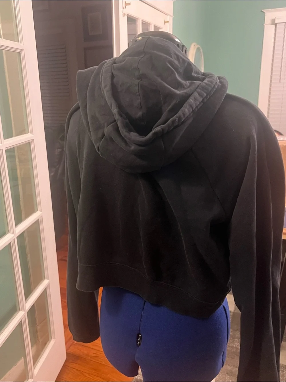 Nike Black Cropped Hoodie with White Logo